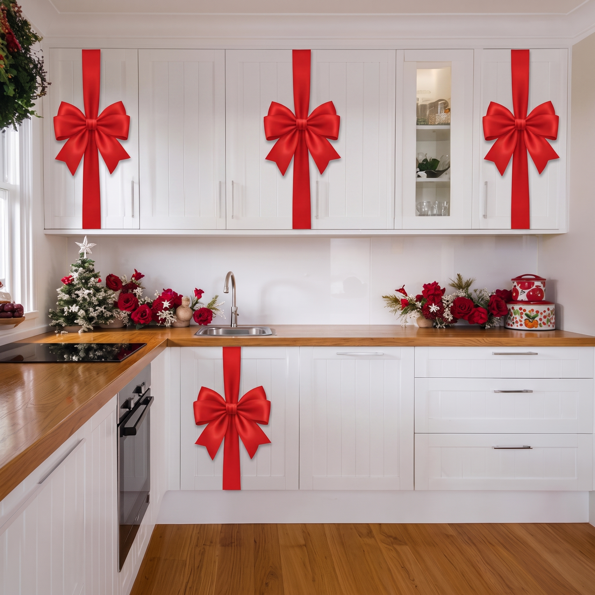 Christmas Cabinet Bows 4 Pack