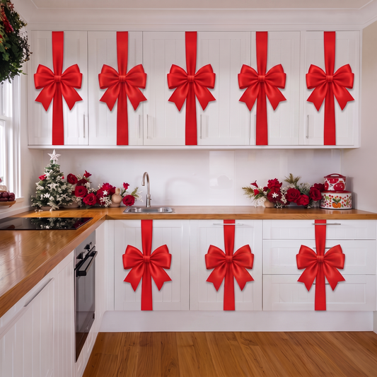 Christmas Cabinet Bows 8 Pack
